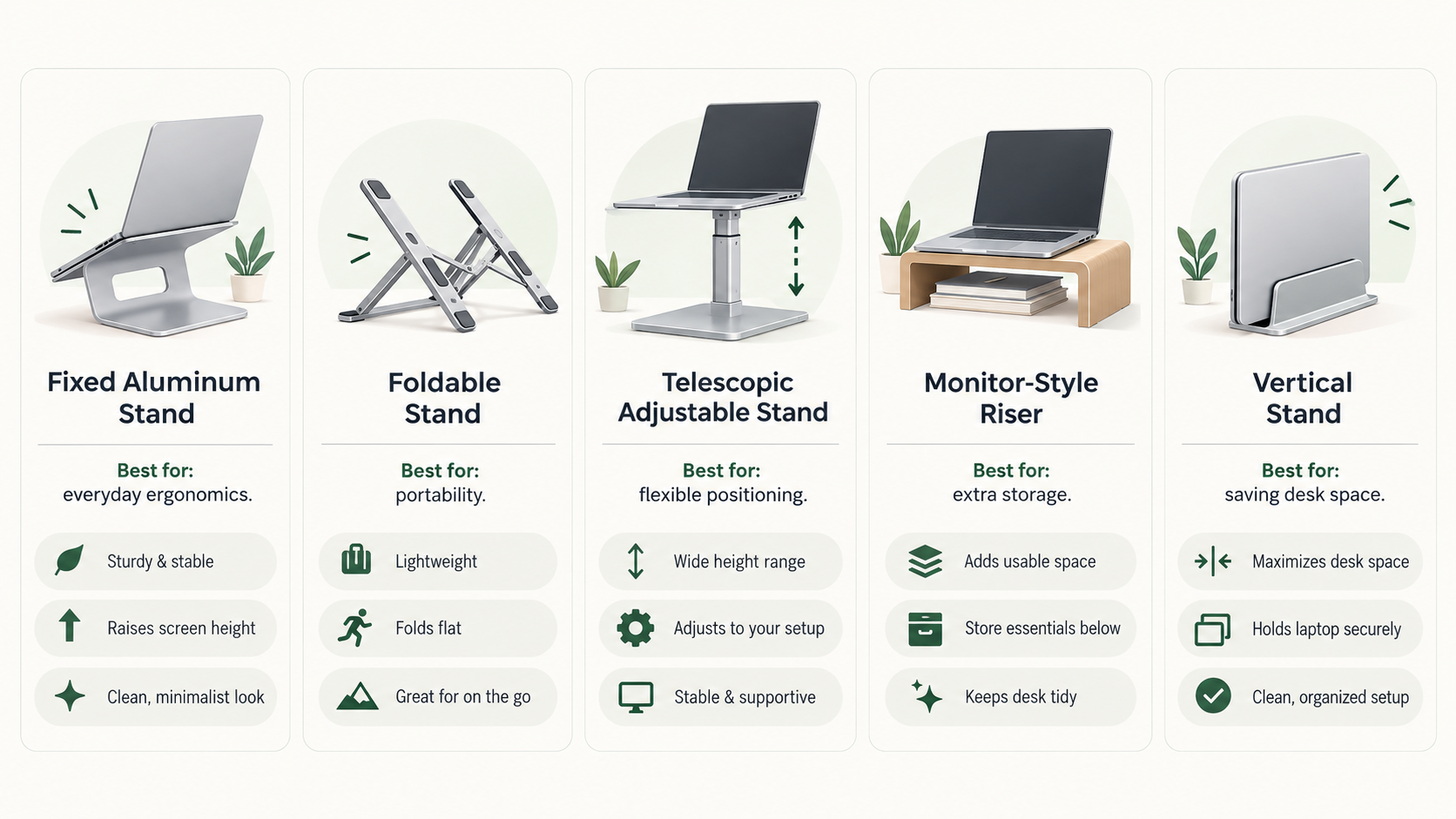 Comparison guide for five laptop stands and risers for small desks